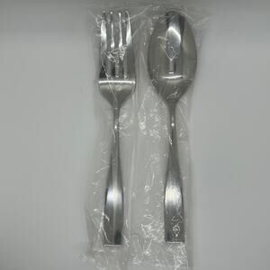 Slotted Serving Spoon & Fork Set GS Savannah NEW Solid Classic Square Polished